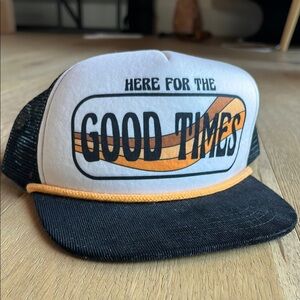 Tiny Whales Good Times Kids Trucker Hat - Black and White